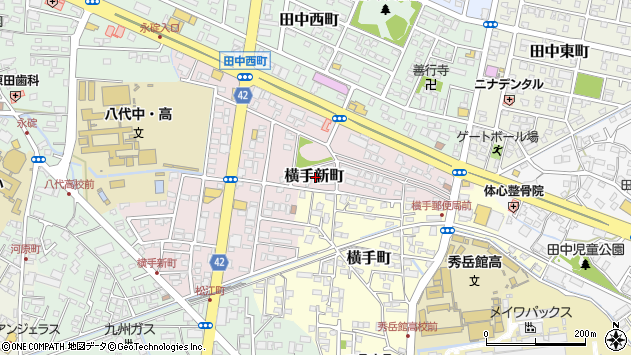〒866-0875 熊本県八代市横手新町の地図