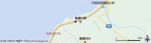 坂瀬川郵便局前周辺の地図