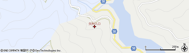矢村入口周辺の地図