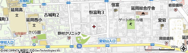 宮崎県延岡市恒富町周辺の地図