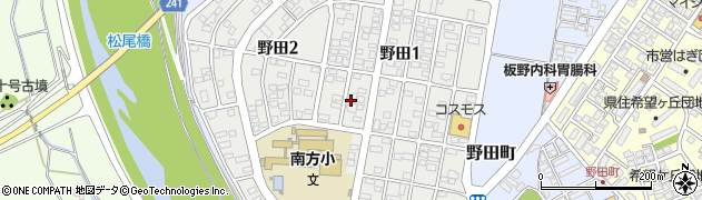 宮崎県延岡市野田周辺の地図