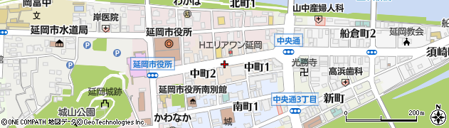 宮崎県延岡市中町周辺の地図