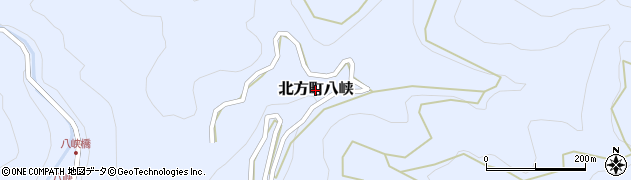 宮崎県延岡市北方町八峡周辺の地図
