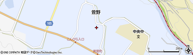 熊本県美里町（下益城郡）萱野周辺の地図