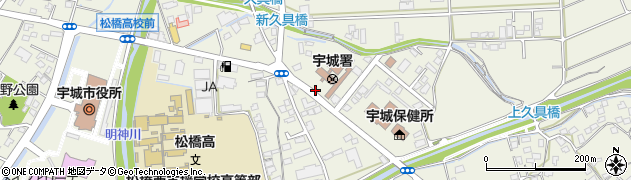 宇城警察署前周辺の地図