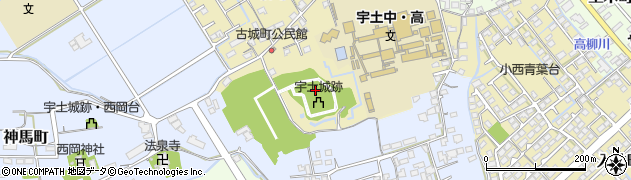宇土城山公園周辺の地図