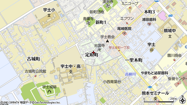 〒869-0436 熊本県宇土市定府町の地図