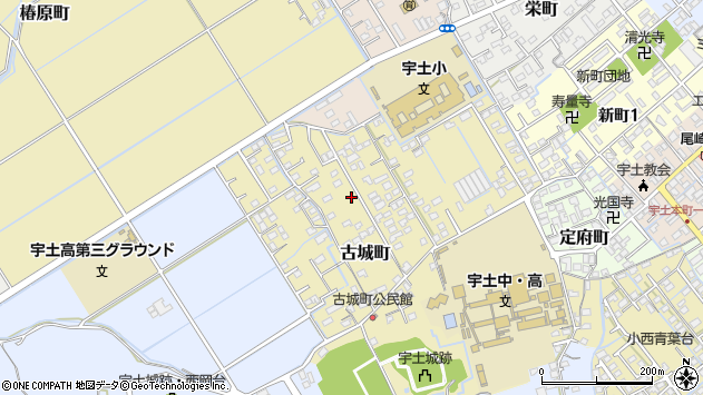 〒869-0454 熊本県宇土市古城町の地図