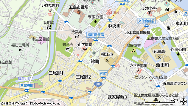 〒853-0003 長崎県五島市錦町の地図