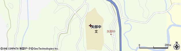 山都町立矢部中学校　体育館周辺の地図