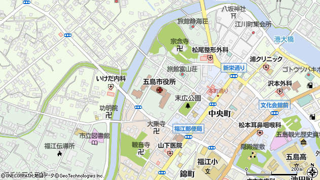 〒853-0000 長崎県五島市（以下に掲載がない場合）の地図