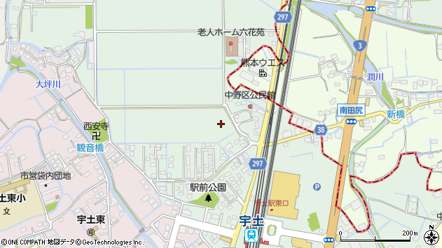 〒869-0406 熊本県宇土市三拾町の地図