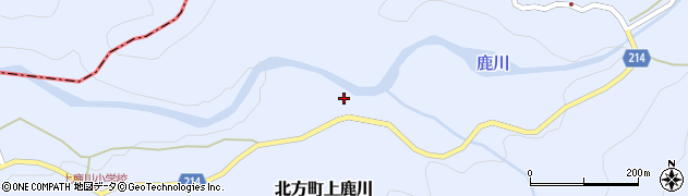宮崎県延岡市北方町上鹿川周辺の地図