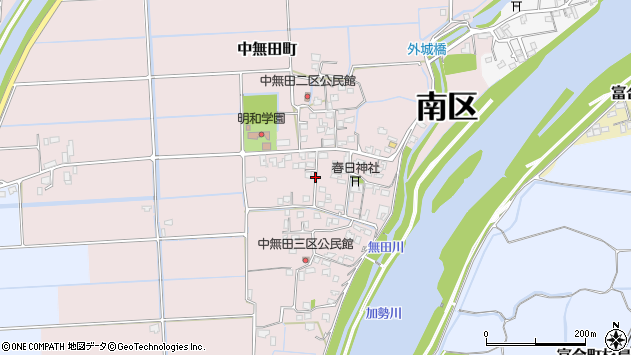 〒861-4116 熊本県熊本市南区中無田町の地図