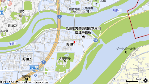 〒861-4114 熊本県熊本市南区野田の地図