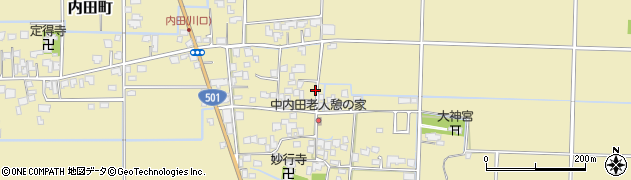熊本県熊本市南区内田町周辺の地図