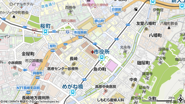 〒850-0000 長崎県長崎市（以下に掲載がない場合）の地図