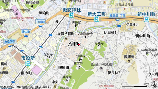 〒850-0801 長崎県長崎市八幡町の地図