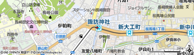 諏訪神社駅周辺の地図