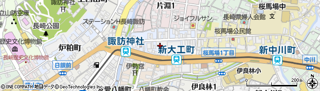 長崎県長崎市新大工町周辺の地図