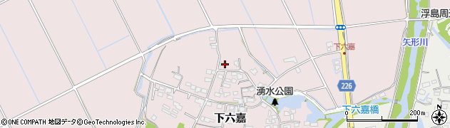 熊本県嘉島町（上益城郡）下六嘉周辺の地図