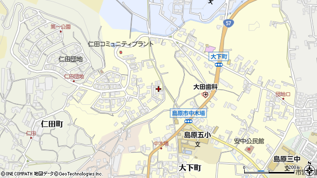 〒855-0878 長崎県島原市大下町の地図