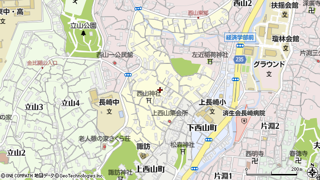〒850-0005 長崎県長崎市西山本町の地図