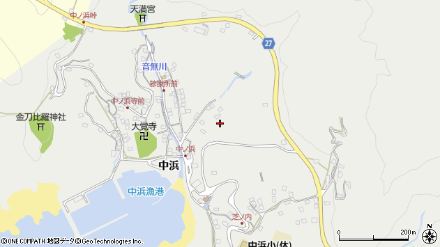 〒787-0318 高知県土佐清水市中浜の地図