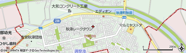 熊本県熊本市東区秋津町秋田3442周辺の地図