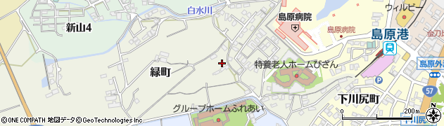 長崎県島原市緑町周辺の地図