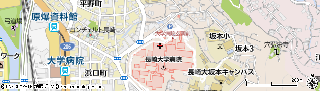 長崎大学病院内郵便局周辺の地図