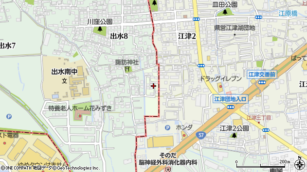 〒862-0942 熊本県熊本市中央区江津の地図