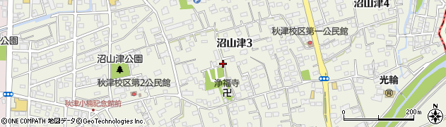 熊本県熊本市東区沼山津周辺の地図