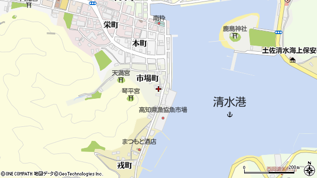 〒787-0327 高知県土佐清水市市場町の地図