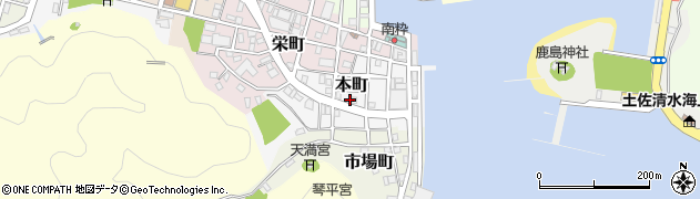 高知県土佐清水市本町周辺の地図