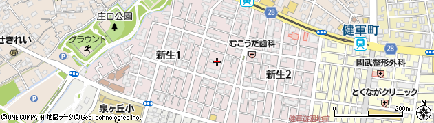 熊本県熊本市東区新生周辺の地図