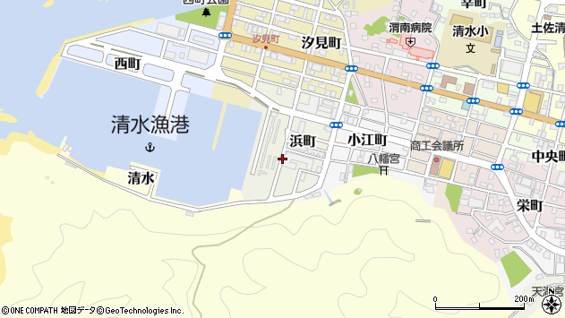 〒787-0321 高知県土佐清水市浜町の地図
