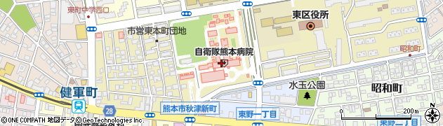 防衛省陸上自衛隊自衛隊熊本病院医事課周辺の地図