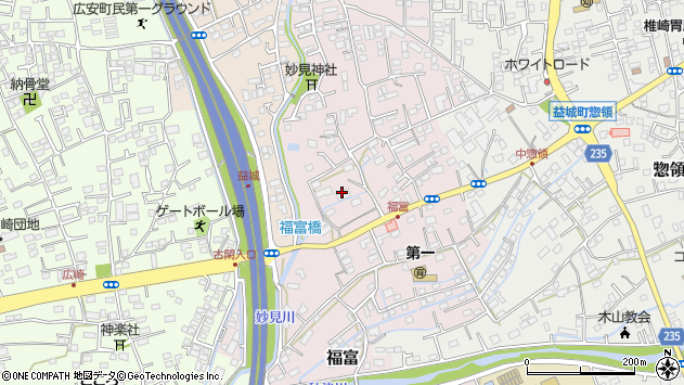 〒861-2235 熊本県上益城郡益城町福富の地図