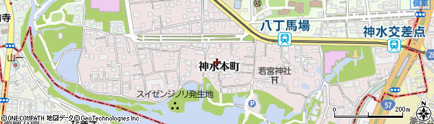 熊本県熊本市中央区神水本町周辺の地図