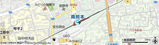 南熊本駅周辺の地図