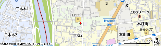 熊本県熊本市中央区世安町周辺の地図