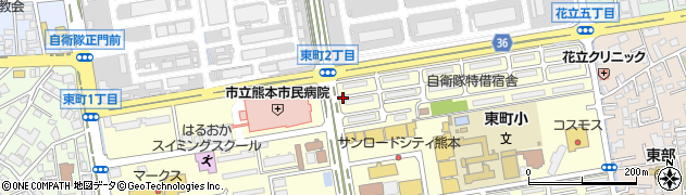 熊本県熊本市東区東町周辺の地図