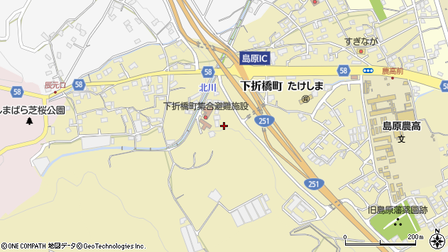 〒855-0075 長崎県島原市下折橋町の地図