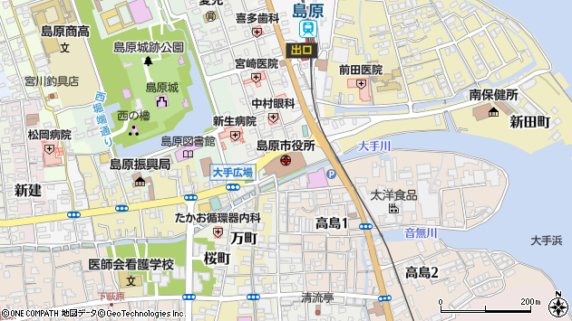 〒855-0000 長崎県島原市（以下に掲載がない場合）の地図
