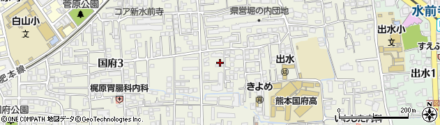 熊本県熊本市中央区国府周辺の地図