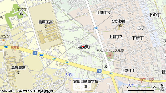〒855-0074 長崎県島原市城見町の地図