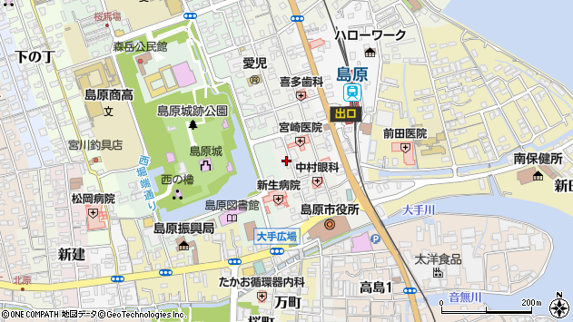 〒855-0045 長崎県島原市上の町の地図