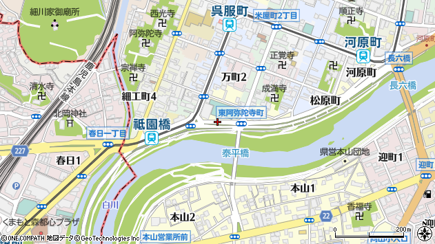 〒860-0034 熊本県熊本市中央区東阿弥陀寺町の地図