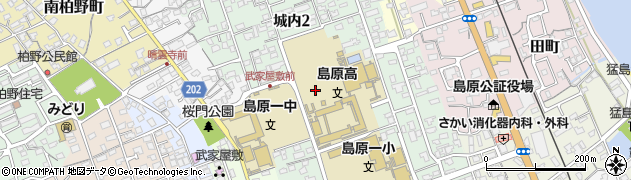 長崎県島原市城内周辺の地図
